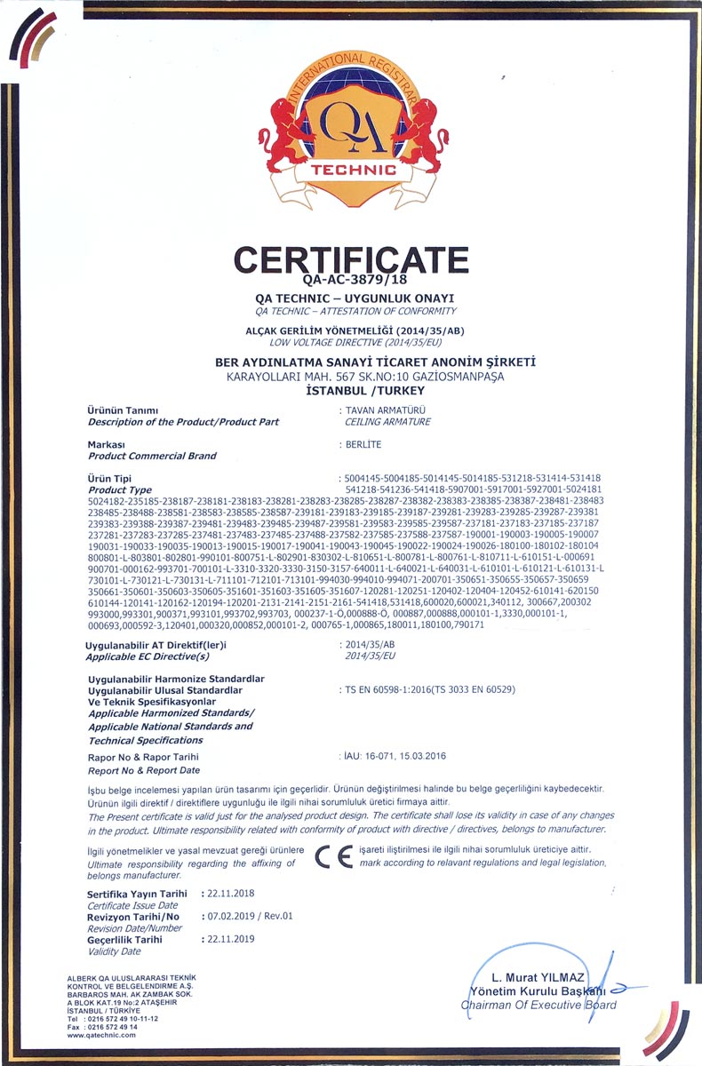 Berlite CE sertifikası